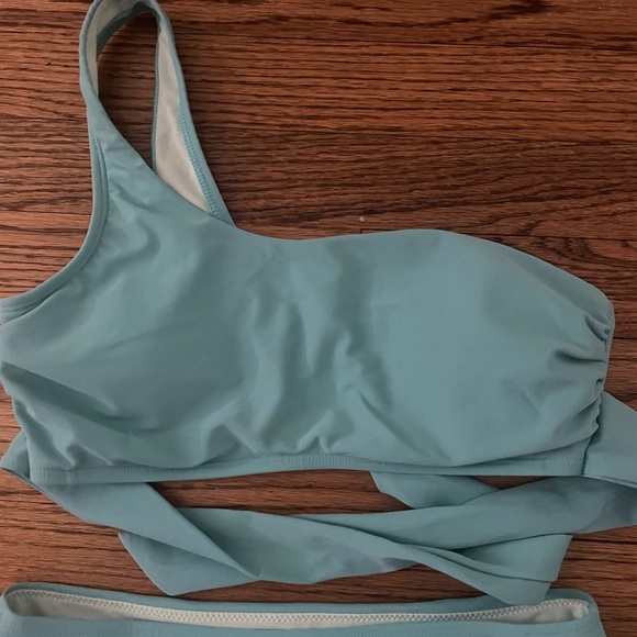 Cupshe One-Shoulder Turquoise High-Waist Bikini Set Medium - Picture 7 of 7